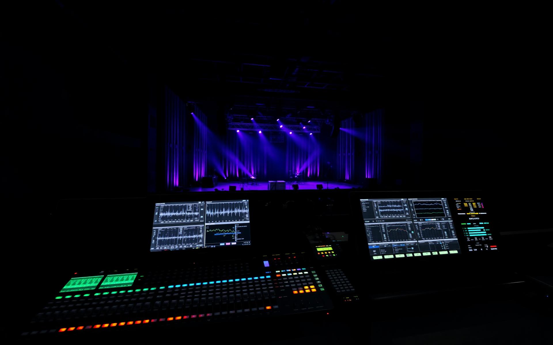 Operação técnica audiovisual em evento profissional